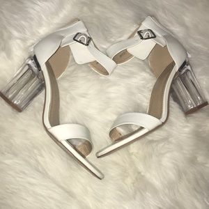 Missguided white chunky clear heels size 8